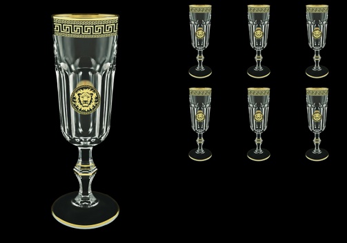 Provenza CFL PLLGB Champagne Flutes 160ml 6pcs in Antique&Leo Golden Black Decor (42-138)