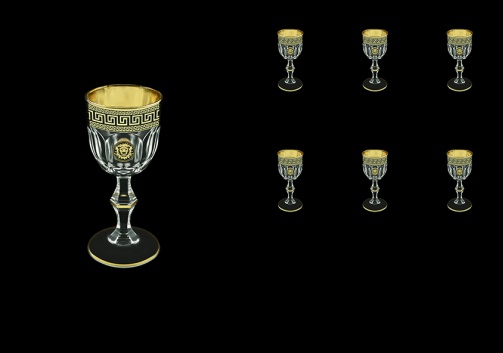 Provenza C5 PLGB Liqueur Glasses 50ml 6pcs in Antique&Leo Golden Black Decor (42-143)