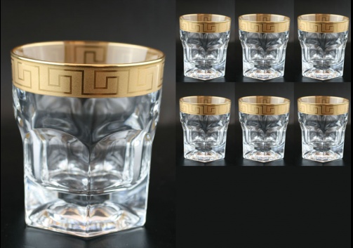 Provenza B2 PAGC b Whisky Glasses 280ml 6pcs in Antique Golden Classic Decor (136/b)