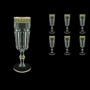 Provenza CFL PAGB Champagne Flutes 160ml 6pcs in Antique Golden Black Decor (57-138/b)