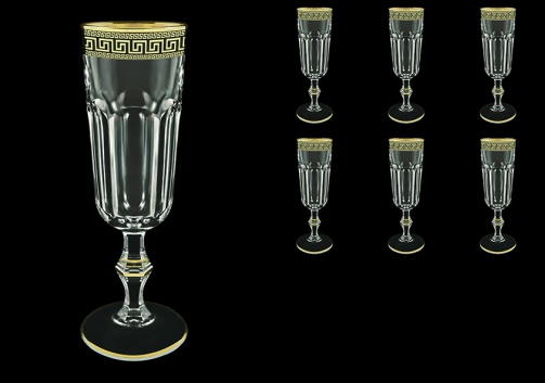 Provenza CFL PAGB Champagne Flutes 160ml 6pcs in Antique Golden Black Decor (57-138/b)