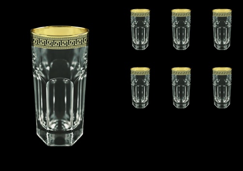 Provenza B0 PAGB Water Glasses 370ml 6pcs in Antique Golden Black Decor (57-141/b)