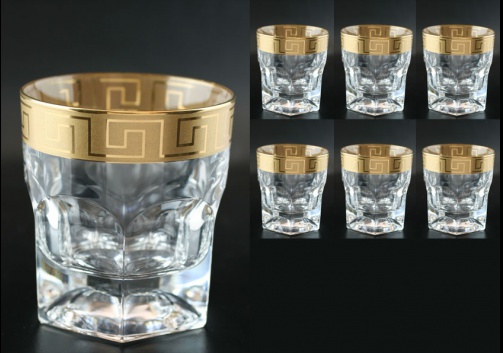 Provenza B3 PAGC b Whisky Glasses 185ml 6pcs in Antique Golden Classic Decor (159/b)