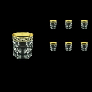 Provenza B3 PAGB Whisky Glasses 185ml 6pcs in Antique Golden Black Decor (57-159/b)