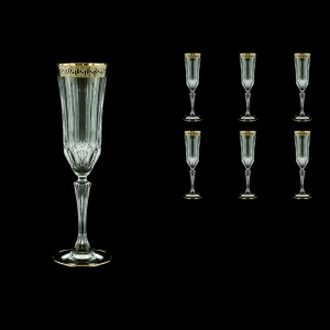 Adagio CFL AAGB b Champagne Flutes 180ml 6pcs in Antique Golden Black Decor (57-486/b)
