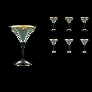 Fusion CMT FAGB b Martini Glasses 230ml 6pcs in Antique Golden Black Decor (57-415/b)