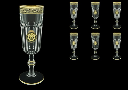 Provenza CFL POGB Champagne Flutes 160ml 6pcs in Lilit&Leo Golden Black Decor (41-138)