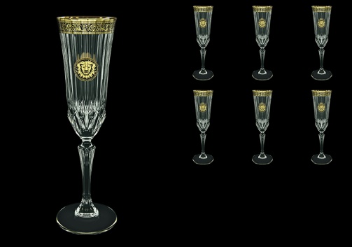 Adagio CFL AOGB Champagne Flutes 180ml 6pcs in Lilit&Leo Golden Black Decor (41-486)