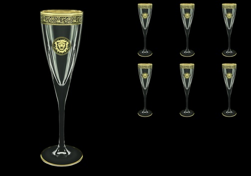 Fusion CFL FOGB Champagne Flutes 170ml 6pcs in Lilit&Leo Golden Black Decor (41-434)
