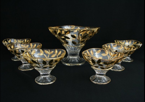 Laurus Set MVL+MML LLG Bowls d23cm+6xd13,5cm 1+6pcs in Gold (1327/1328)