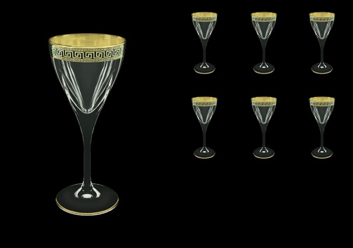 Fusion C3 FAGB b Wine Glasses 210ml 6pcs in Antique Golden Black Decor (57-431/b)