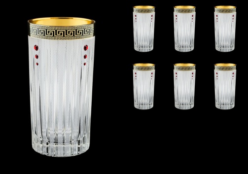 Timeless B0 TAGB SKLI Water Glasses 440ml 6pcs Antique Golden Black+SKLI (57-133/bKLI)