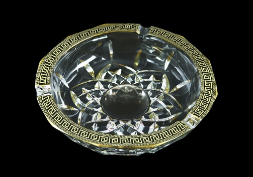 Opera PO OAGB b Ashtray d17,5cm 1pc in Antique Golden Black Decor (57-406/b)