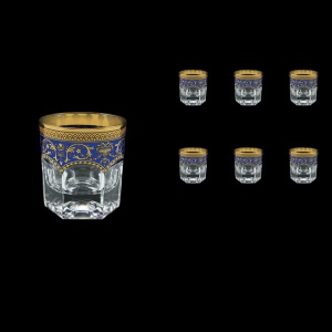 Provenza B2 PEGC Whisky Glasses 280ml 6pcs in Flora´s Empire Golden Blue Decor (23-527)