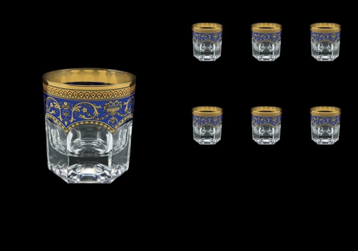 Provenza B2 PEGC Whisky Glasses 280ml 6pcs in Flora´s Empire Golden Blue Decor (23-527)