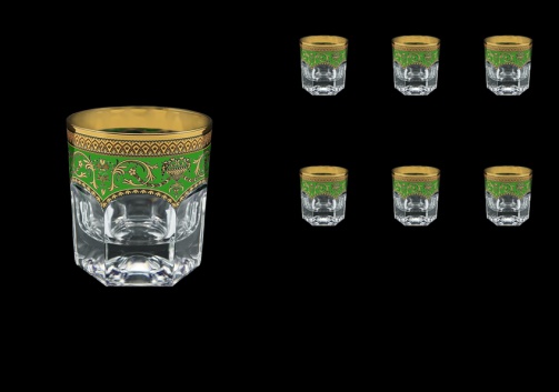 Provenza B2 PEGG Whisky Glasses 280ml 6pcs in Flora´s Empire Golden Green Decor (24-527)