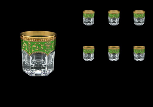 Provenza B3 PEGG Whisky Glasses 185ml 6pcs in Flora´s Empire Golden Green Decor (24-526)