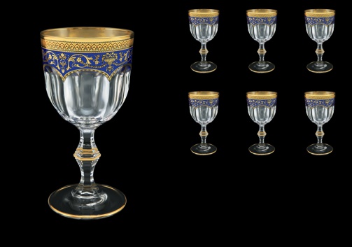 Provenza C2 PEGC  Wine Glasses 230ml 6pcs in Flora´s Empire Golden Blue Decor (23-523)