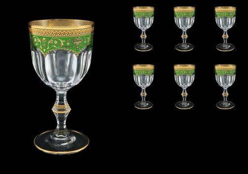 Provenza C2 PEGG  Wine Glasses 230ml 6pcs in Flora´s Empire Golden Green Decor (24-523)