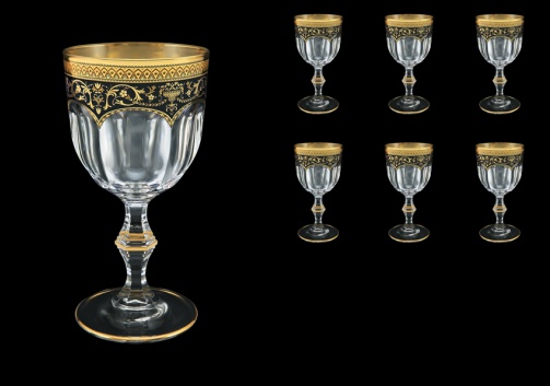 Provenza C2 PEGB  Wine Glasses 230ml 6pcs in Flora´s Empire Golden Black Decor (26-523)