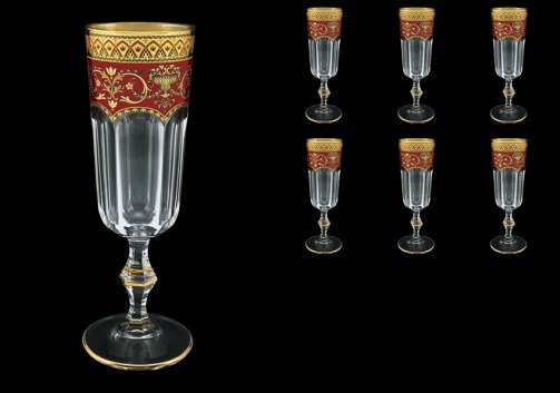 Provenza CFL PEGR Champagne Flutes 160ml 6pcs in Flora´s Empire Golden Red Decor (22-524)