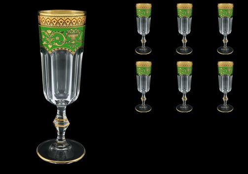 Provenza CFL PEGG Champagne Flutes 160ml 6pcs in Flora´s Empire Golden Green D (24-524)