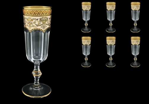 Provenza CFL PEGI Champagne Flutes 160ml 6pcs in Flora´s Empire Golden Ivory D. (25-524)