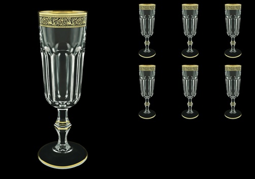 Provenza CFL PMGB Champagne Flutes 160ml 6pcs in Lilit Golden Black Decor (31-138)