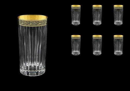 Timeless B0 TMGB Water Glasses 440ml 6pcs in Lilit Golden Black Decor (31-292)
