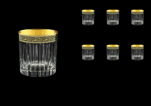 Timeless B2 TMGB Whisky Glasses 360ml 6pcs in Lilit Golden Black Decor (31-291)