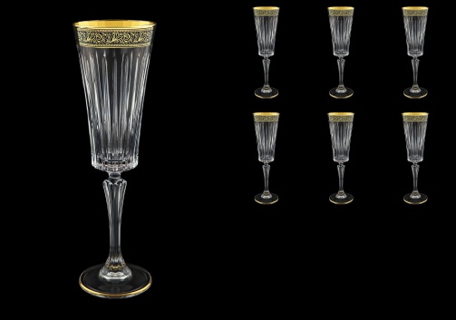 Timeless CFL TMGB Champagne Flutes 210ml 6pcs in Lilit Golden Black Decor (31-290)