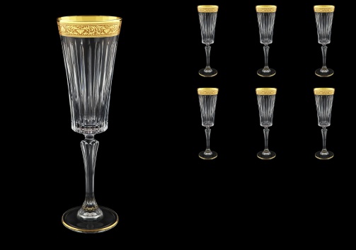 Timeless CFL TNGC Champagne Fluetes 210ml 6pcs in Romance Golden Classic Decor (33-290)