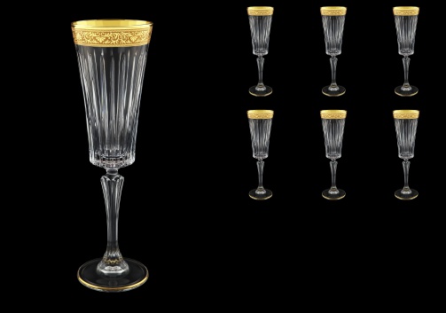 Timeless CFL TNGC Champagne Flutes 210ml 6pcs in Romance Golden Classic Decor (33-290)