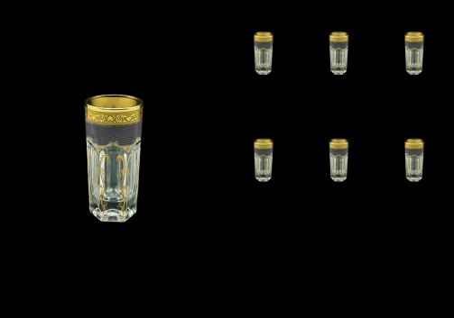 Provenza B5 PPGB Liqueur Tumblers 50ml 6pcs in Persa Golden Black Decor (76-267)