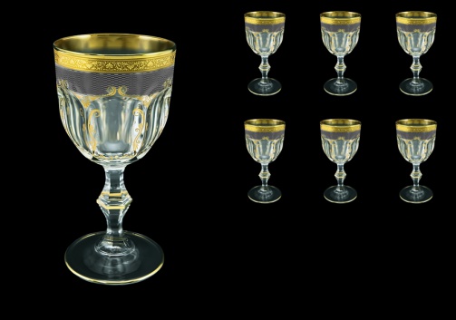 Provenza C2 PPGB  Wine Glasses 230ml 6pcs in Persa Golden Black Decor (76-270)