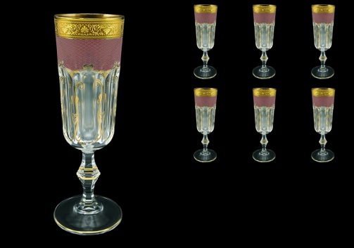 Provenza CFL PPGR Champagne Flutes 160ml 6pcs in Persa Golden Red Decor (72-271)