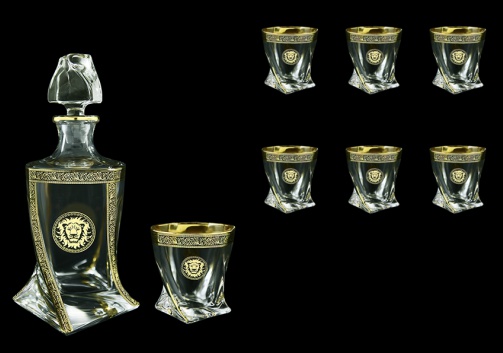 Bohemia Quadro Set WD+B2 QOGB 850ml+6x340ml, in Lilit&Leo Gold. Bl. D. (41-470)