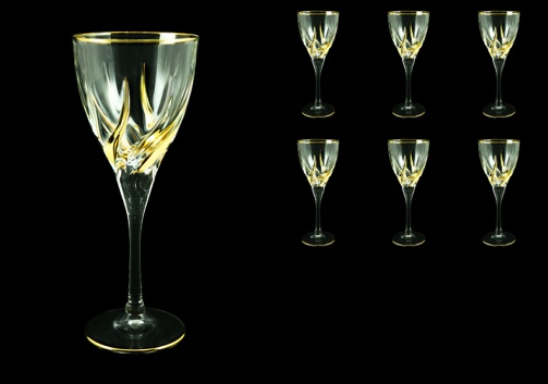 Trix C2 TCG Wine Glasses 240ml 6pcs in Clear&Gold (1242)