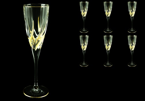 Trix CFL TCG Champagne Flutes 120ml 6pcs in Clear&Gold (1243)