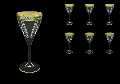 Fusion C3 FMGB Wine Glasses 210ml 6pcs in Lilit Golden Black Decor (31-431)