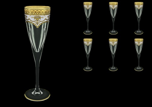 Fusion CFL FEGW Champagne Flutes 170ml 6pcs in Flora´s Empire Golden White Decor (21-545)