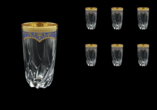 Trix B0 TEGC Water Glasses 470ml 6pcs in Flora´s Empire Golden Blue Decor (23-567)