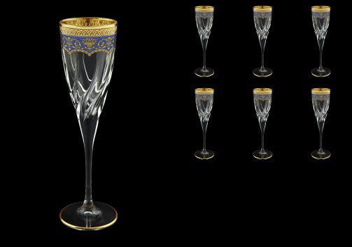 Trix CFL TEGC Champagne Flutes 120ml 6pcs in Flora´s Empire Golden Blue Decor (23-564)