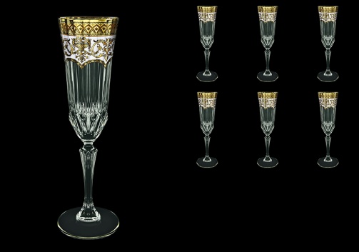 Adagio CFL AEGW Champagne Flutes 180ml 6pcs in Flora´s Empire Golden White Decor (21-594)