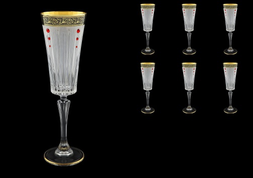 Timeless CFL TMGB SKLI Champagne Flutes 210ml 6pcs in Lilit Gol. Black+SKLI (31-131/bKLI)