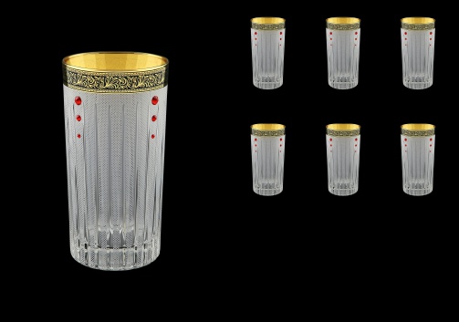 Timeless B0 TMGB SKLI Water Glasses 440ml 6pcs in Lilit Gold. Black D.+SKLI (31-133/bKLI)