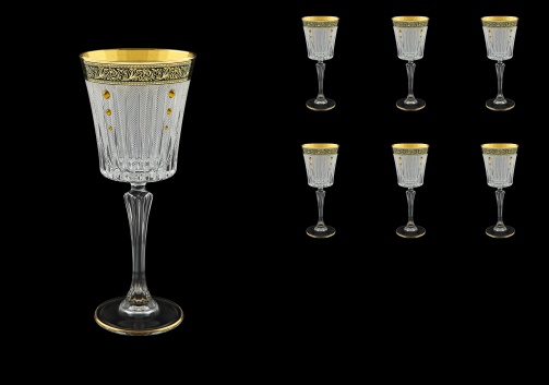 Timeless C3 TMGB SKTO Wine Glasses 227ml 6pcs in Lilit Gold. Black D.+SKTO (31-129/bKTO)