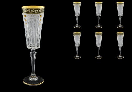 Timeless CFL TMGB SKTO Champagne Flutes 210ml 6pcs in Lilit Gol. Black+SKTO (31-131/bKTO)