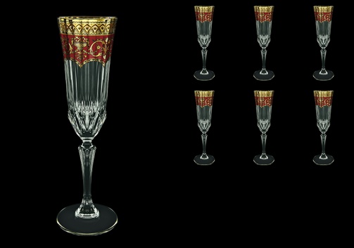 Adagio CFL AEGR Champagne Flutes 180ml 6pcs in Flora´s Empire Golden Red Decor (22-594)