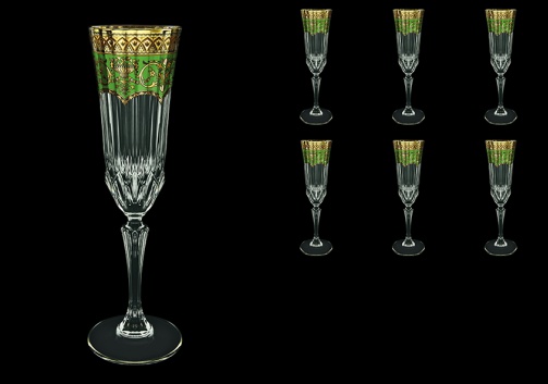 Adagio CFL AEGG Champagne Flutes 180ml 6pcs in Flora´s Empire Golden Green Decor (24-594)